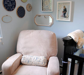 the nautical nursery that changed our lives, bedroom ideas, home decor, The AFTER Rope trimmed mirror starfish shadow boxes and a sailboat bolster provide tons of beachy looking comfort