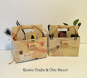 recycled six pack bottle container storage caddies, crafts, decoupage, repurposing upcycling, I used decorative paper and Mod Podge for these with some wine corks for a little something extra