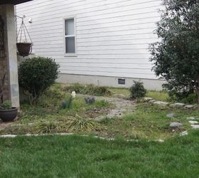 front yard makeover, gardening, landscape, This is our front yard before This is just to the right of the house the only area that wasn t just grass