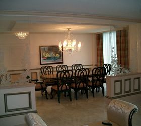 some of my clients in other countries lead a much more formal lifestyle than my, home decor, living room ideas, painted furniture, Dining room through custom etched glass