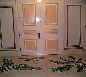 some of my clients in other countries lead a much more formal lifestyle than my, home decor, living room ideas, painted furniture, Entry with custom tropical marble design Color on the door is before the antiquing so it looks brighter than the final finish