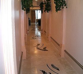 some of my clients in other countries lead a much more formal lifestyle than my, home decor, living room ideas, painted furniture, Hallway Silk flowers are for the lady of the house they live in the tropics and she wanted greenery but since they are not here often live plants were out of the question
