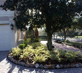 new sims landscape photos, gardening, landscape, Rock border contrasting with pavers used to keep mulch in