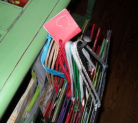 5 sofa table becomes my gift wrap storage system, chalk paint, cleaning tips, repurposing upcycling, I added a hook to the front for large gift bags