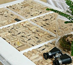 cork topped trunk, crafts, painted furniture, Wine corks hot glued to an old window