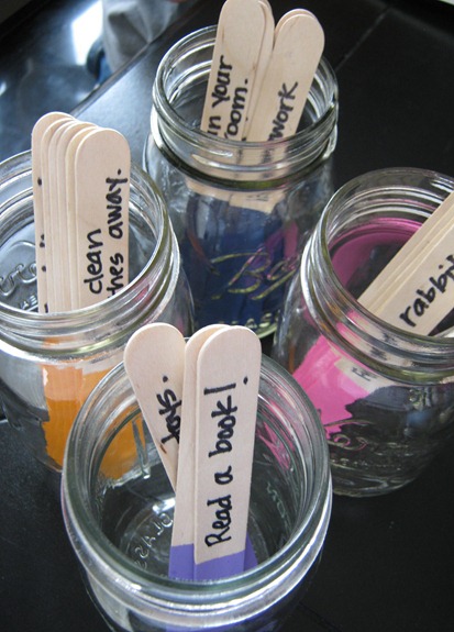 chore sticks, crafts, mason jars