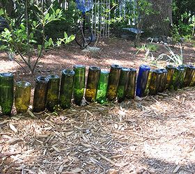 bottle garden edging, gardening, repurposing upcycling, Bottle Garden Edging Itching4Spring