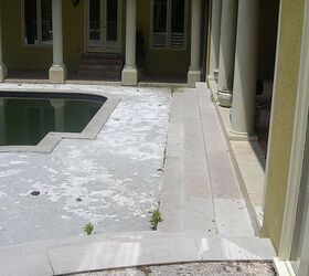 we also replaced the pool deck tile and remodeled the pool before and after, decks, home improvement, outdoor living, pool designs