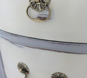 after some wood filler and wood glue she got a new dress of ascp paris grey and old, painted furniture