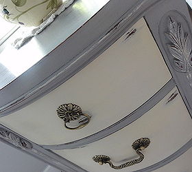 after some wood filler and wood glue she got a new dress of ascp paris grey and old, painted furniture