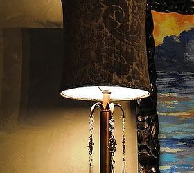 this tired 15 year old dining room needed a facelift even the old toparies were, dining room ideas, home decor, I contrasted the lamps to the chandelier and fabrics