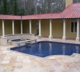 we also replaced the pool deck tile and remodeled the pool before and after, decks, home improvement, outdoor living, pool designs
