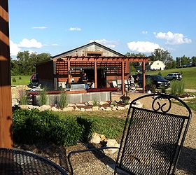 pergola season helpful tips to building your own, diy, outdoor living, woodworking projects, A view from the upper pergola to the barn pergola