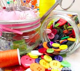 jar love, crafts, flowers, mason jars, Pin cushions button storage