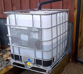 creating a simple and inexpensive rain water collection system, curb appeal, go green, 100 of our watering needs are met using collected rainwater