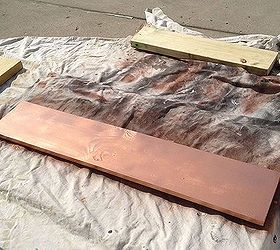 create a custom indoor herb garden design from mason jars, diy, gardening, how to, This is the wood board after painting it with copper spray paint from Rust Oleum