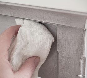 how to create a timeworn weathered and crackle finish on furniture, chalk paint, painted furniture, Buffing the wax