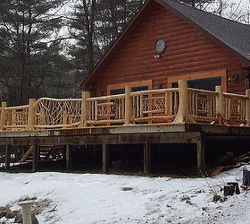 cedar log and twig work for a nice home on lake george in upstate ny i love this, decks, outdoor living, woodworking projects