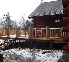 cedar log and twig work for a nice home on lake george in upstate ny i love this, decks, outdoor living, woodworking projects
