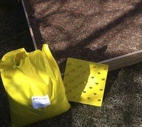 fastest way to plant a raised garden bed, gardening, raised garden beds, You ll need a fresh bag of soil or growing media and a Garden Stamp