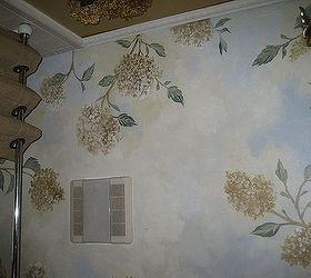 bathroom redo hydrangea theme, bathroom ideas, home decor, by janisselarsson com