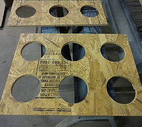 old drawers turned into planter boxes, container gardening, gardening, repurposing upcycling, I had some old plywood anything would do though and used a 4 hole saw to make the holes for the pots to sit in