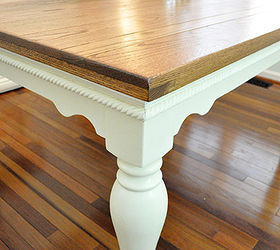 diy pottery barn farmhouse table knockoff, diy, painted furniture, woodworking projects, The table apron was painted with ASCP Old White