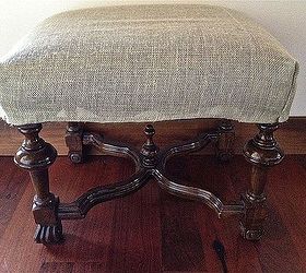 a groovy shaggy ottoman to rest my feet, flooring, painted furniture, A slip cover made from burlap