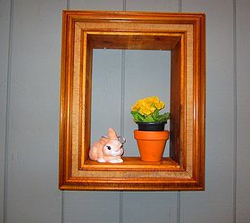 old picture frames made into wall plant hangers, home decor, cleats are used for support