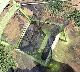 an old chair get a new life, container gardening, gardening, repurposing upcycling, I used window screen fabric over chicken wired to make the container