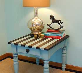 aqua striped chalkpainted table, painted furniture