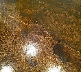 eco friendly floor staining can transform cracks lines from dark to light our, flooring, garages, Closeup of crack detail