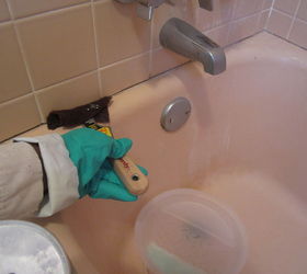what to do about that leaky shower and tub caulking once and for all best charles, home maintenance repairs, how to, Using a Scotch brite pad soaked in Ajax and water clean outside and inside the crack All soap scum should be removed around the crack