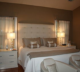 master bedroom update new custom furniture private label by bsb including new, bedroom ideas, home decor, painted furniture, AFTER Master new nightstands and upholstered head board Spring 12 new paint pillows