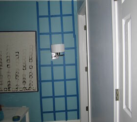 guest bedroom makeover the plan this makeover is very close to my heart i did it in, bedroom ideas, home decor, painting, I had the to tape the wall again just to make sure I had equal divided spaces for each motif