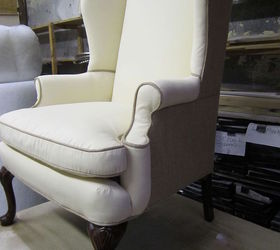 my first custom work for my first customer after i moved from my garage these wing, painted furniture, reupholster