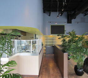 a friend called and asked his painter to paint his new restaurant space out of, New look a wave of blue and lime