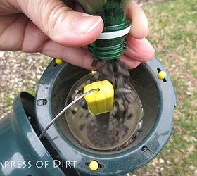 repurposed handy dandy bird seed scooper duper, gardening, repurposing upcycling, No more spills
