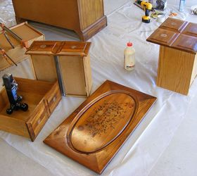 re purpose dumpster chest of drawers, painted furniture, Removed the hard ware to replace and glued some more