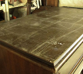 black and linen highboy, painted furniture, before