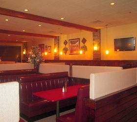 i had a consultation with the owners of whitlock s bar amp grill in marietta ga so, home decor, The new fabric on the booth dividers created a soothing and quite addition to the restaurant