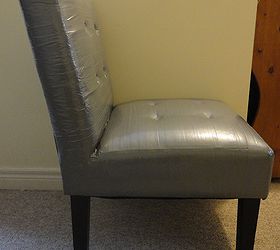 duct tape covered chair, painted furniture, repurposing upcycling, An after shot of the side view