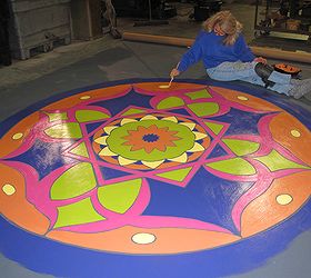 hand painted floor cloth on a budget, flooring, painting, tile flooring, and painted and painted