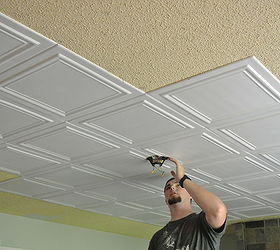 Covering Popcorn Ceilings With Beadboard Panels Installing A