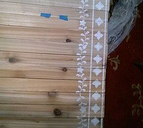 making of little table, diy, painted furniture, woodworking projects, Stenciling on the raw wood