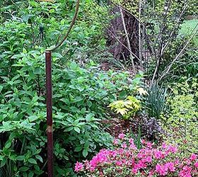 happy mother s day garden tour, gardening, rusty birdcage stand holds a birdhouse