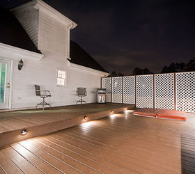 custom mini field of dreams, decks, landscape, outdoor living, Custom step lighting and built in hot tube