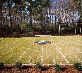 custom mini field of dreams, decks, landscape, outdoor living, Close up of Custom painted G and hedges