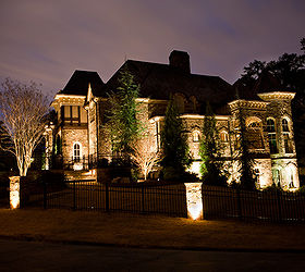 custom in town estate lighting project in buckhead brookhaven ga, curb appeal, electrical, lighting, Showing the side of the installation including columns