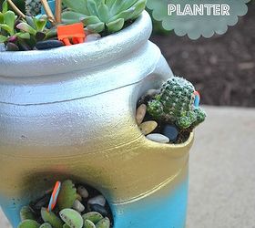 the perfect mother s day gift a strawberry pot succulent planter, crafts, flowers, gardening, succulents, This was gonna be a gift for a friend who loves every thing peacock So picking the paint colors was easy